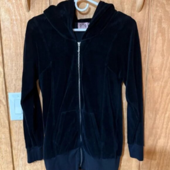 Vintage Juicy Couture Black Velvet Zip-Up Jacket - Picture 1 of 5